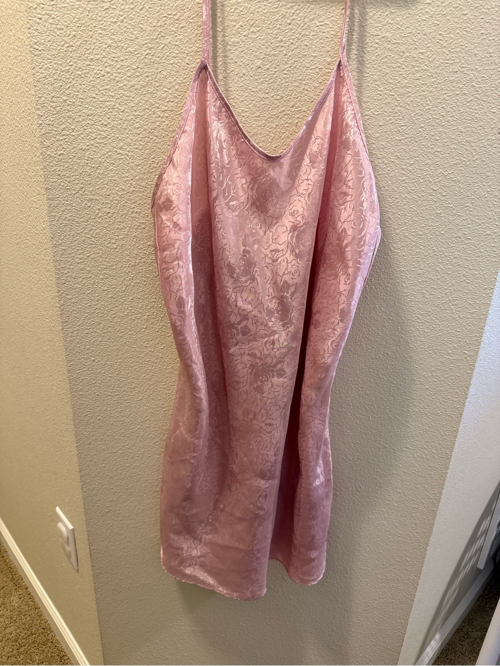 Vintage Silk-Blend Pink Slip Dress with Floral Jacquard
